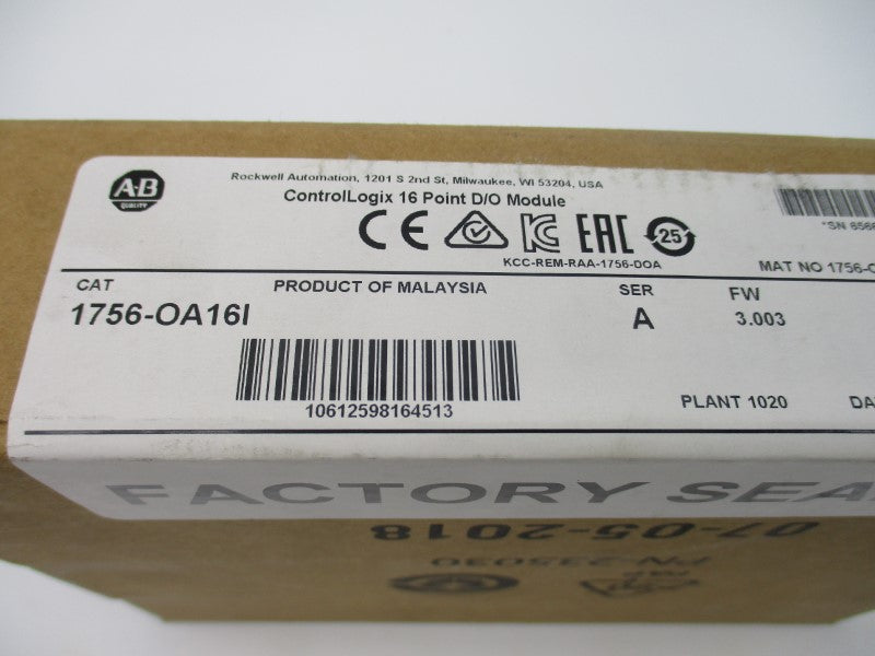 ALLEN BRADLEY 1756-OA161 SER. A F/W 3.003 DATE: 2018 NSFS