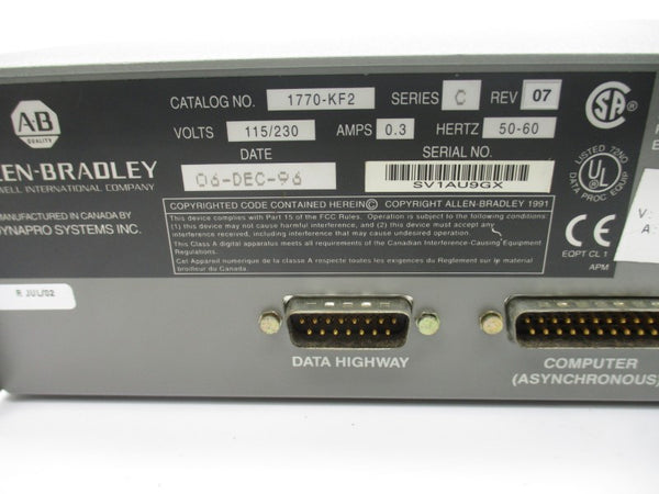ALLEN BRADLEY 1770-KF2 SER. C 115/230V 0.3A REV. 07 NSNP