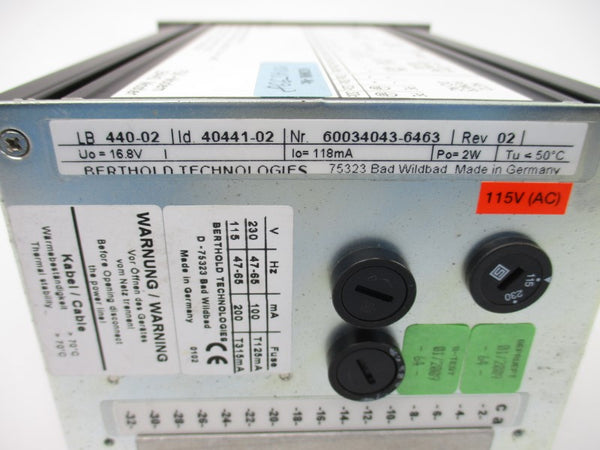 BERTHOLD TECHNOLOGIES LB440-M 115VAC REV. 02 NSNP