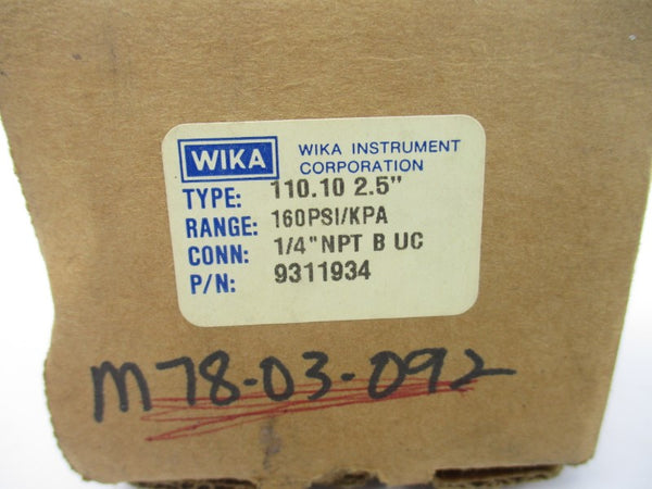WIKA 9311934 160PSI 1/4" NSMP