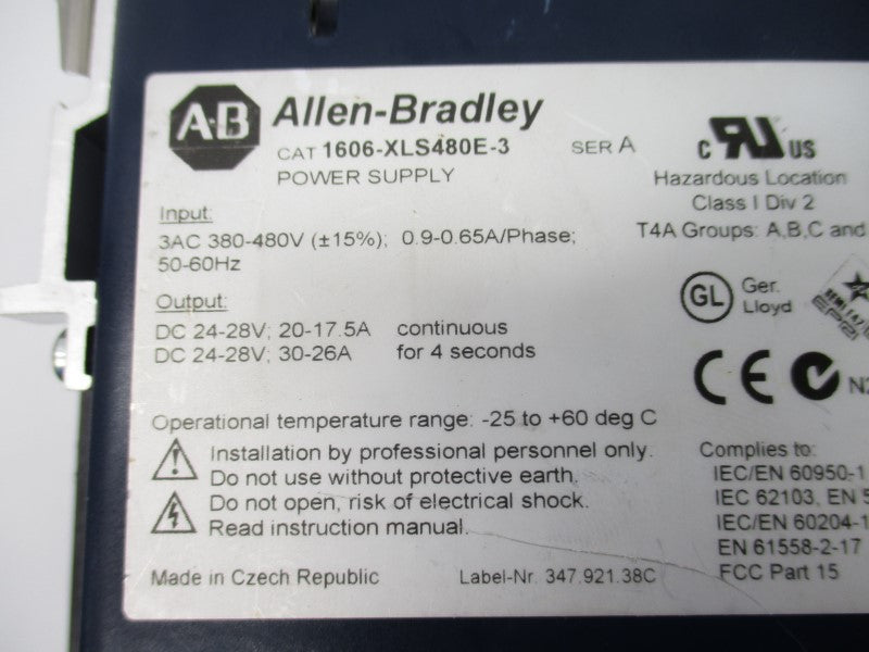 ALLEN BRADLEY 1606-XLS480E-3 SER. A 380-480V 0.9-0.65A NSNP