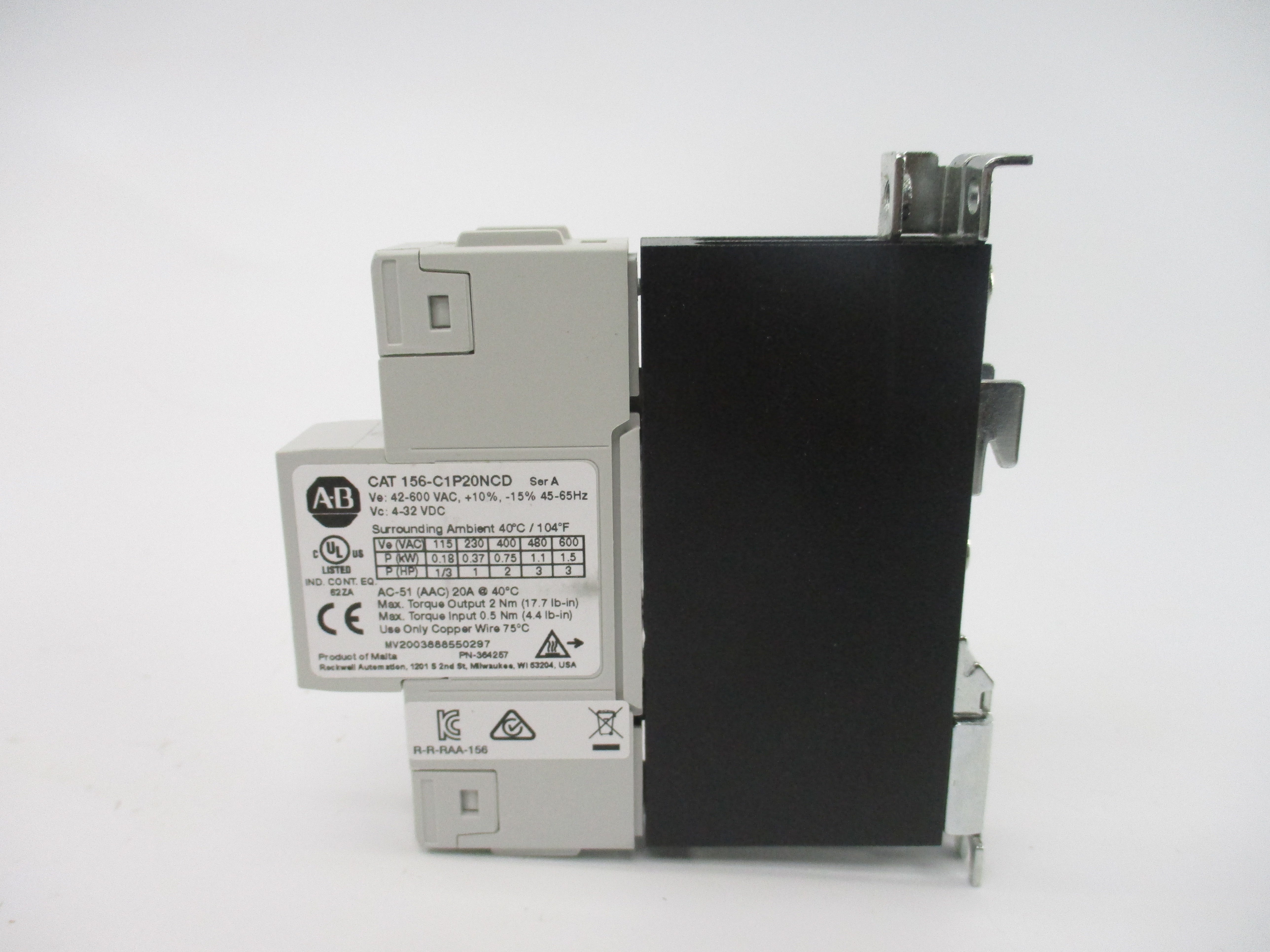 ALLEN BRADLEY 156-C1P20NCD SER. A 42-600VAC 20A (WH) NSMP