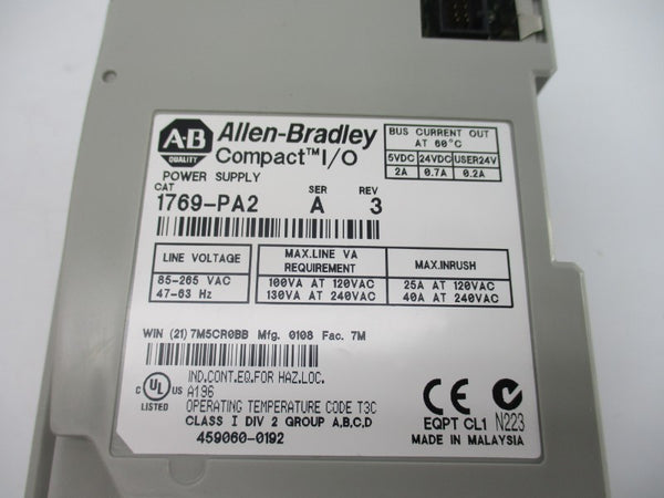 ALLEN BRADLEY 1769-PA2 SER. A 85-265VAC 25A REV. 3 NSNP