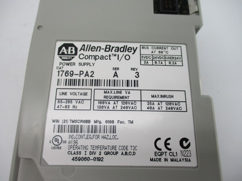 ALLEN BRADLEY 1769-PA2 SER. A 85-265VAC 25A REV. 3 NSNP