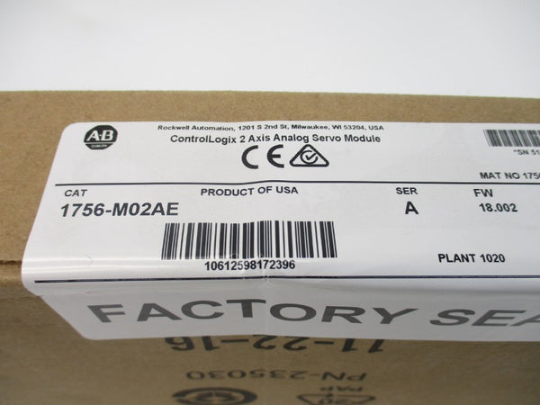 ALLEN BRADLEY 1756-M02AE SER. A F/W 18.002 DATE: 2016 NSFS