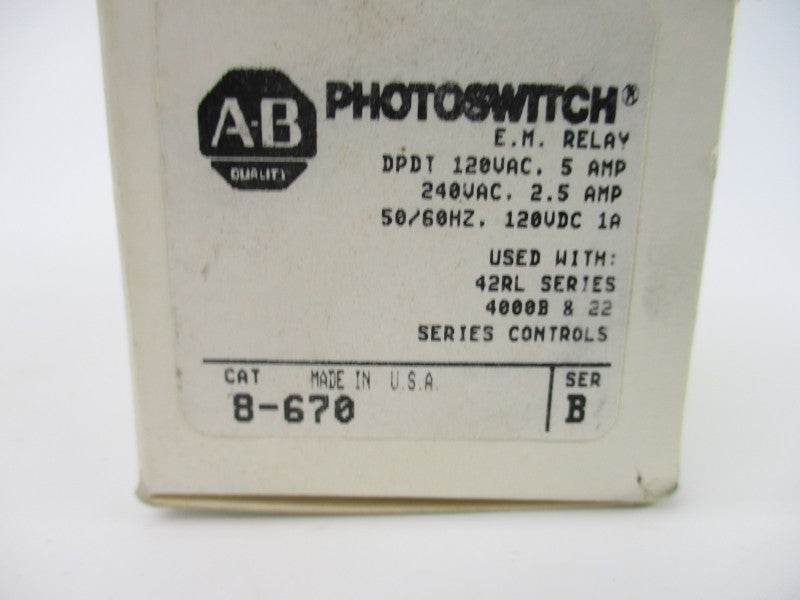 ALLEN BRADLEY 8-670 SER. B 24VDC (WH) NSMP