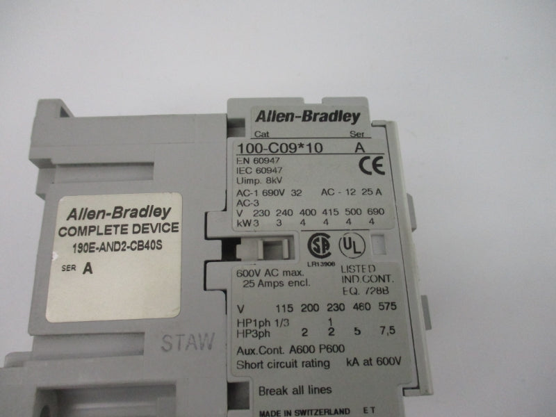 ALLEN BRADLEY 100-C09D10 SER. A 110/120V 25A NSNP
