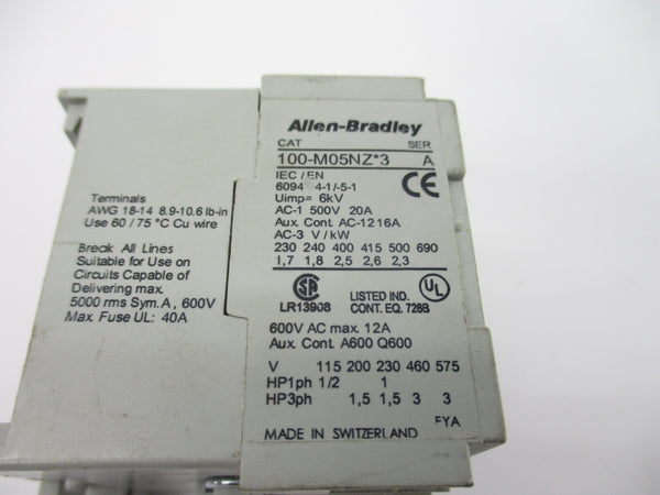 ALLEN BRADLEY 100-M05NZ43 SER. A 24VDC NSNP