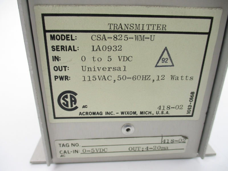 ACROMAG CSA-825-WM-U 115VAC NSNP