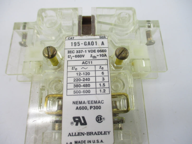 ALLEN BRADLEY 195-GA01 SER. A 500-600VAC 1.2A NSNP
