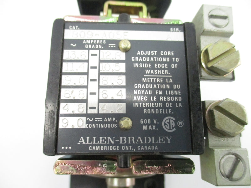 ALLEN BRADLEY 809-A05E SER. A 600V 9.0A UNMP