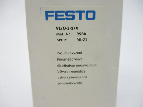 FESTO VL/O-3-1/4 9984 -14.4-145PSI NSMP