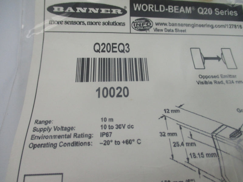 BANNER ENGINEERING Q20EQ3 10020 10-30VDC NSMP