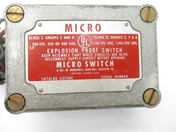 MICRO SWITCH EX-XR3 480VAC 15A (GREY) UNMP