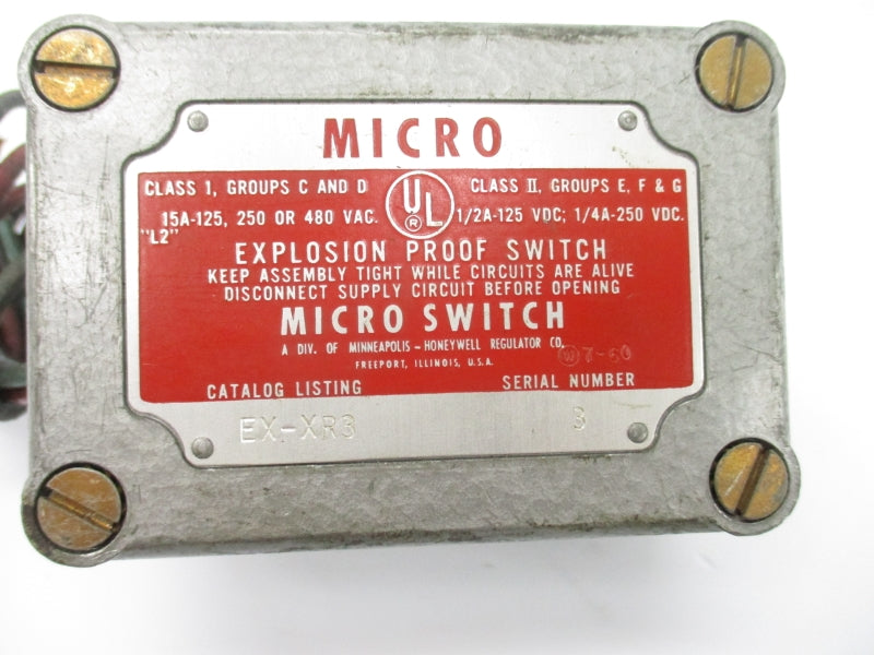 MICRO SWITCH EX-XR3 480VAC 15A (GREY) UNMP