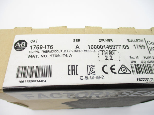 ALLEN BRADLEY 1769-IT6 SER. A F/W 2.2 DATE: 2015 NSFS