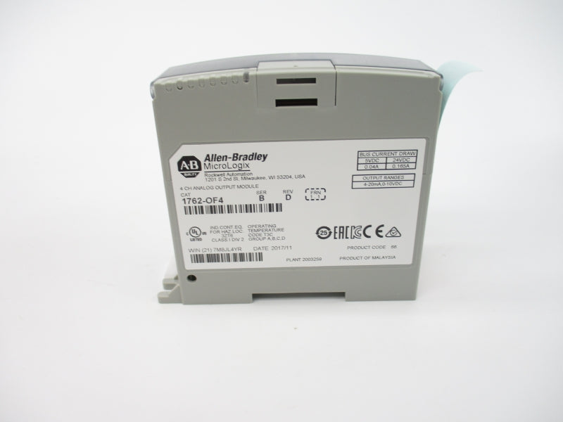 ALLEN BRADLEY 1762-OF4 SER. B F/W 1.1 24VDC 0.165A NSMP