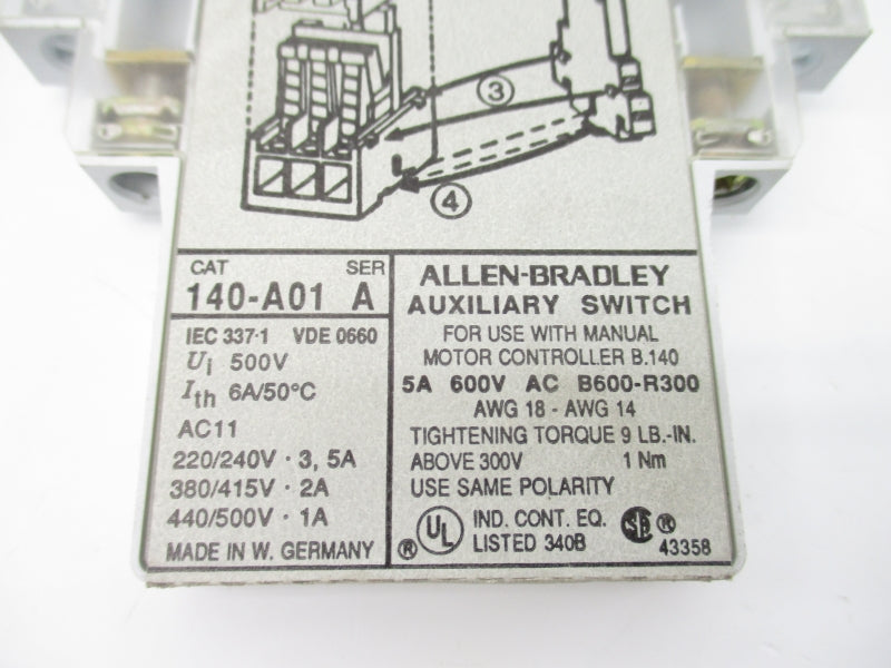 ALLEN BRADLEY 140-A01 SER. A 600VAC 5A NSNP
