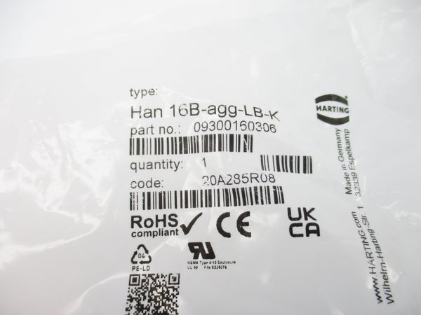 HARTING 09300160306 HAN 16B-AGG-LB-K NSMP