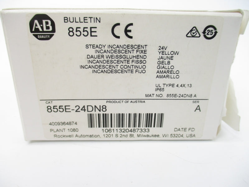 ALLEN BRADLEY 855E-24DN8 SER. A 24VAC/DC (WH) NSMP