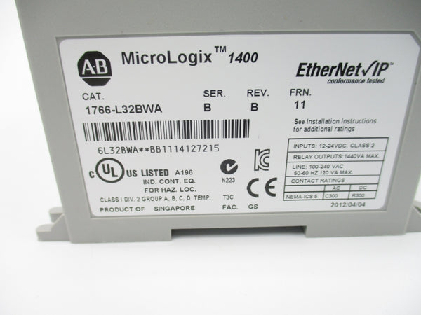 ALLEN BRADLEY 1766-L32BWA SER. B F/W 11 12-24VDC REV. B NSNP