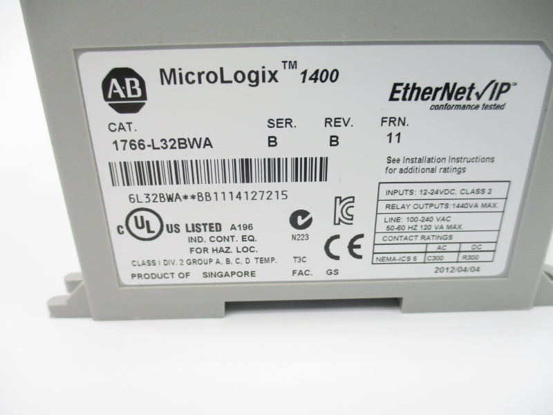 ALLEN BRADLEY 1766-L32BWA SER. B F/W 11 12-24VDC REV. B NSNP