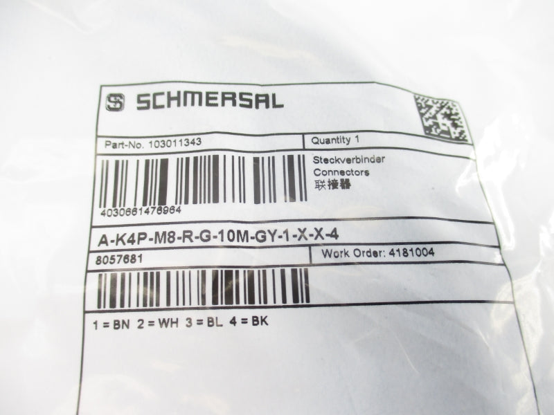 SCHMERSAL 103011343 A-K4P-M8-R-G-10M-GY-1-X-X-4 NSMP