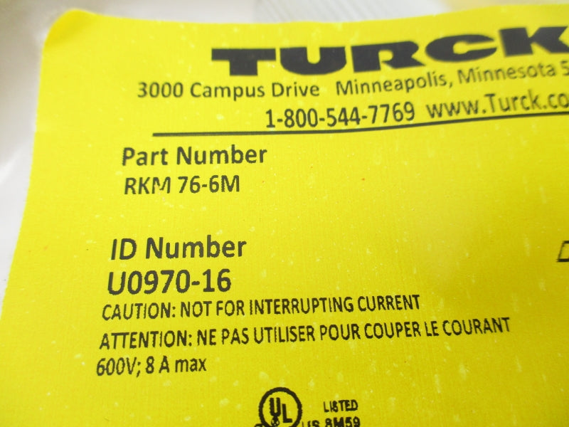 TURCK RKM76-6M U0970-16 600V 8A NSMP