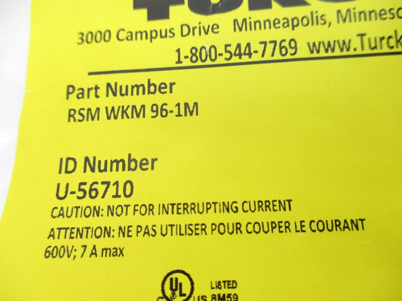 TURCK RSMWKM96-1M U-56710 600V 7A NSMP