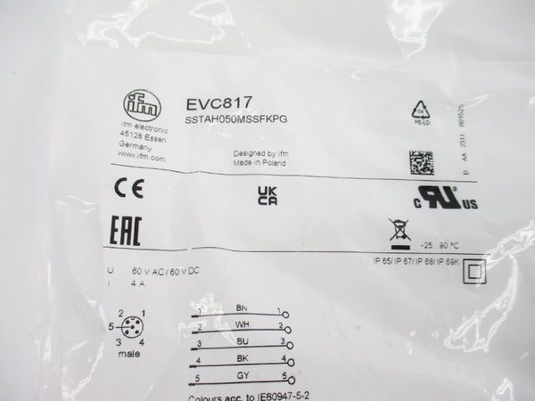 IFM EFECTOR EVC817 SSTAH050MSSFKPG 60VAC/DC 4A NSMP