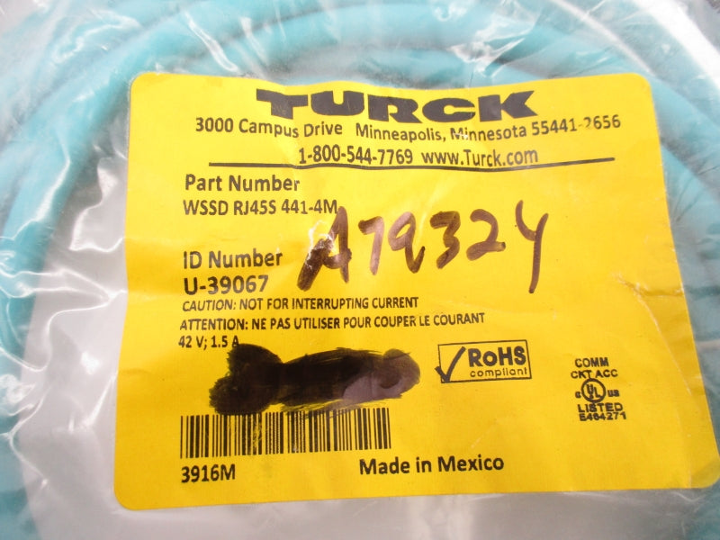 TURCK WSSDRJ45S441-4M U-39067 42V 1.5A NSMP