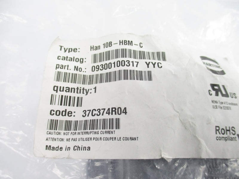 HARTING 09300100317 HAN10B-HBM-C NSMP