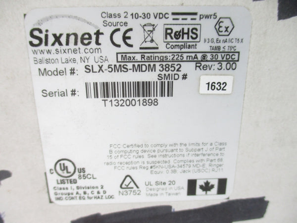 SIXNET SLX-5MS-MDM3852 10-30VDC REV. 3.00  NSMP