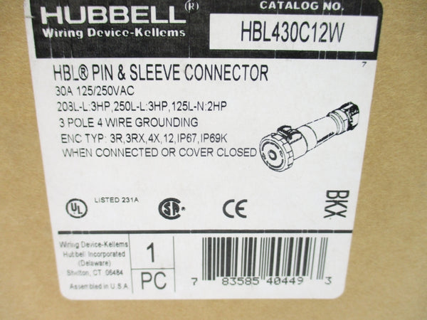 HUBBELL HBL430C12W 125/250VAC 30A NSMP