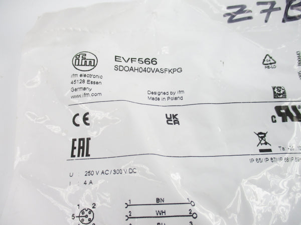 IFM EFECTOR EVF566 SDOAH040VASFKPG 250VAC 4A NSMP