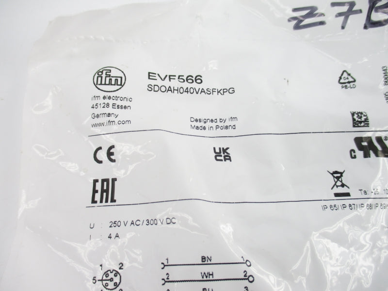 IFM EFECTOR EVF566 SDOAH040VASFKPG 250VAC 4A NSMP