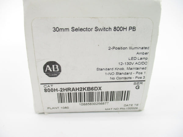 ALLEN BRADLEY 800H-2HRAH2KB6DX SER. G 12-130VAC/DC (WH) NSMP