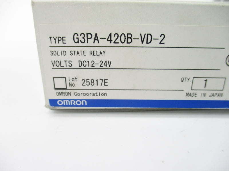 OMRON G3PA-420B-VD-2 200-480VAC 20A NSMP
