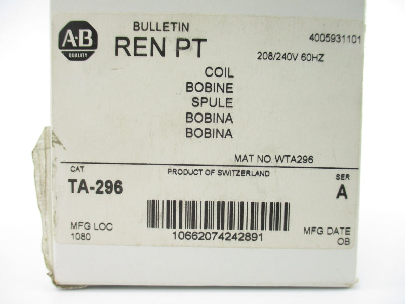 ALLEN BRADLEY TA-296 SER. A 208/240V (WH) NSMP