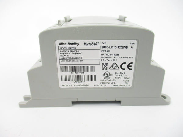 ALLEN BRADLEY 2080-LC10-12QWB SER. A F/W 7.011 24VDC NSMP