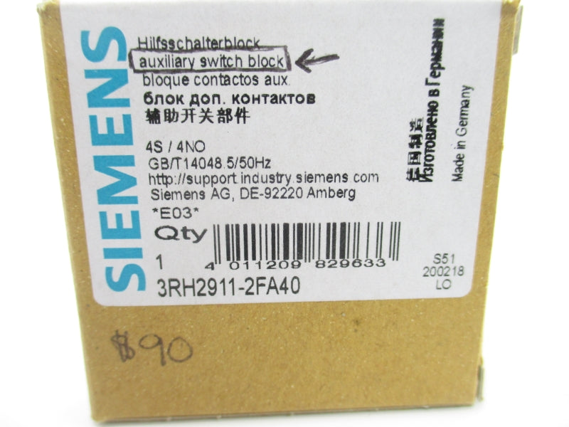 SIEMENS 3RH2911-2FA40 240V 10A NSMP