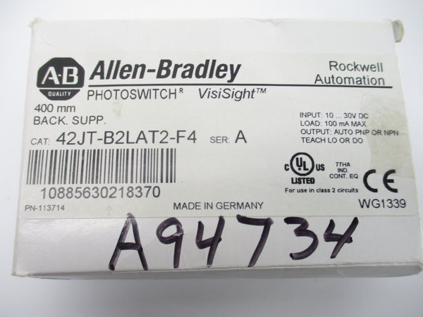 ALLEN BRADLEY 42JT-B2LAT2-F4 SER. A 10-30VDC (WH) NSMP