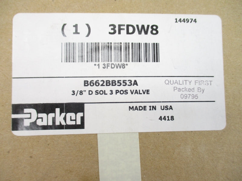PARKER B662BB553A 3FDW8 115/120V 145PSI NSMP
