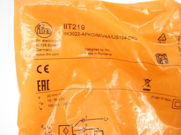 IFM EFECTOR IIT219 IIK3022-APKG/M/V4A/US104-DPO 10-30VDC NSMP