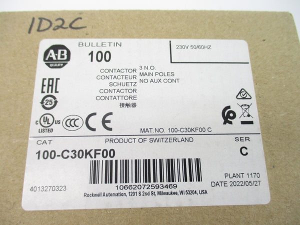 ALLEN BRADLEY 100-C30KF00 SER. C 230V (BR/WH) NSMP