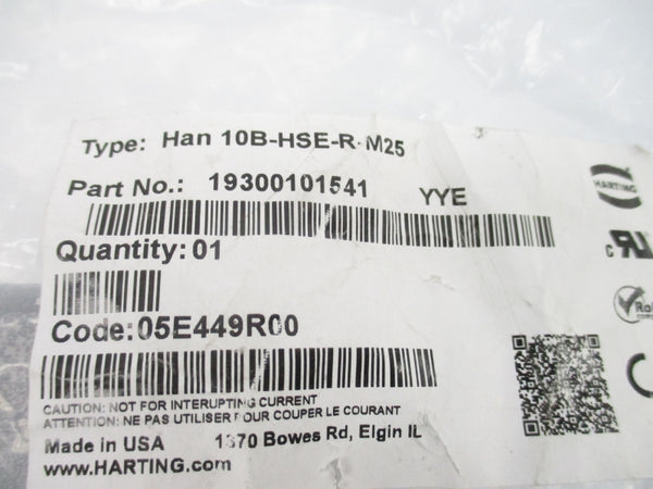 HARTING 19300101541 HAN10B-HSE-R-M25 NSMP