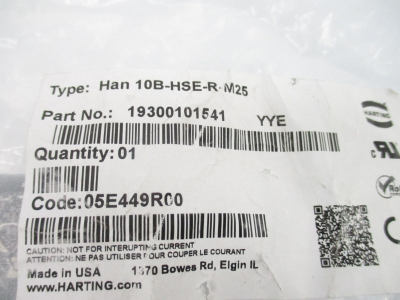HARTING 19300101541 HAN10B-HSE-R-M25 NSMP