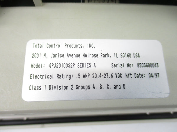 TOTAL CONTROL QPJ2D100S2P SER. A 20.4-27.6VDC .5A NSNP