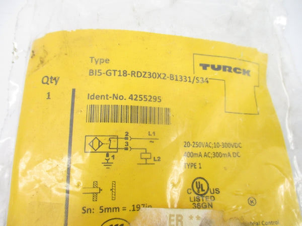 TURCK BI5-GT18-RDZ30X2-B1331/S34 4255295 20-250VAC NSMP