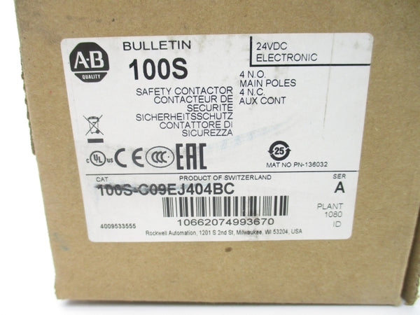ALLEN BRADLEY 100S-G09EJ404BC SER. A 24VDC NSMP